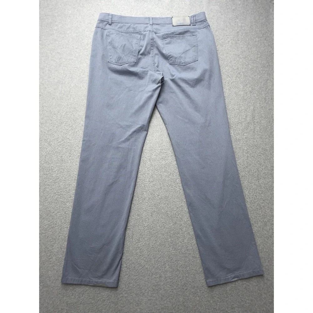 Brax Pants Mens 36x32 Light Blue Gray Cooper Fancy Regular Fit Micro Print Chino